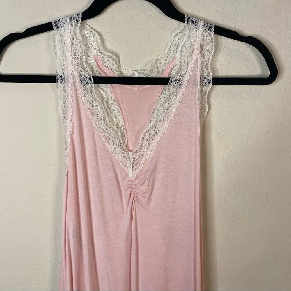 Honeydew NWOT Pink Knit Lace Trim Chemise Sz L
